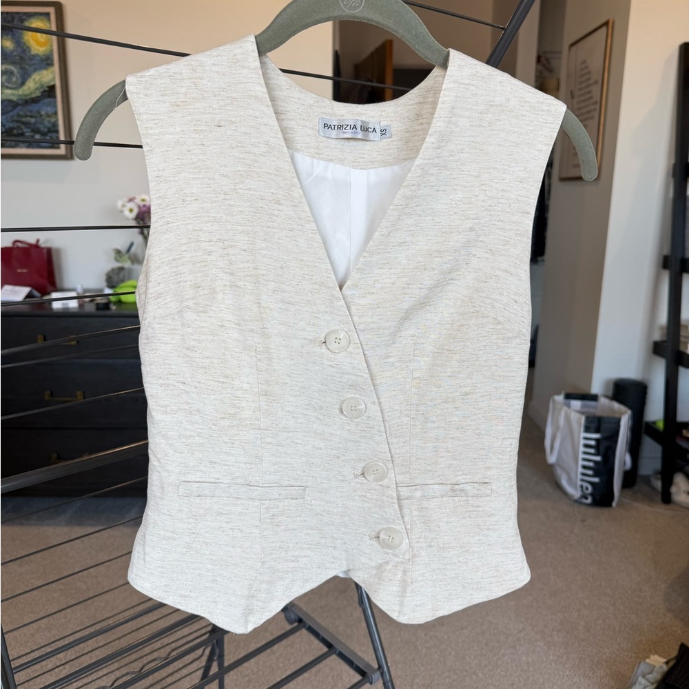 Patrizia Luca Cream Button Up Vest